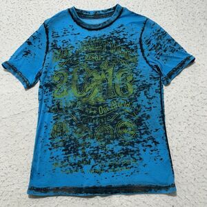 Disney Parks Youth XS 2016 Four Parks One World Blue Burnout Graphic T Shirt